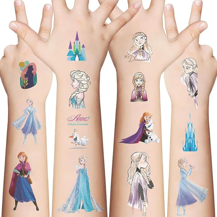 10 Sheets Frozen Temporary Tattoos for Kids, Disney Princess Birthday Party Favors, Cute Cartoon ... | Amazon (US)