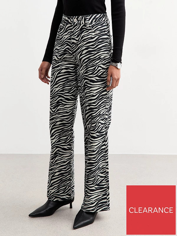 New Look Black Zebra Print Adalae Wide Leg Jeans | Very (UK)