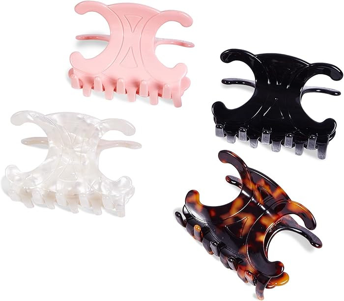 Premium durable acetate butterfly hair clips, 4 Pack. Medium Size Acetate Hair Claw Clips with Se... | Amazon (US)