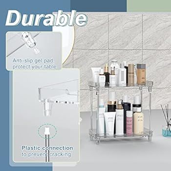 Bathroom Organizer Countertop, 2-Tier Vanity Tray Corner Shelf for Makeup Cosmetic Perfume Skinca... | Amazon (US)