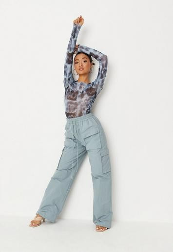 Blue Straight Leg Cargo Pants | Missguided (US & CA)