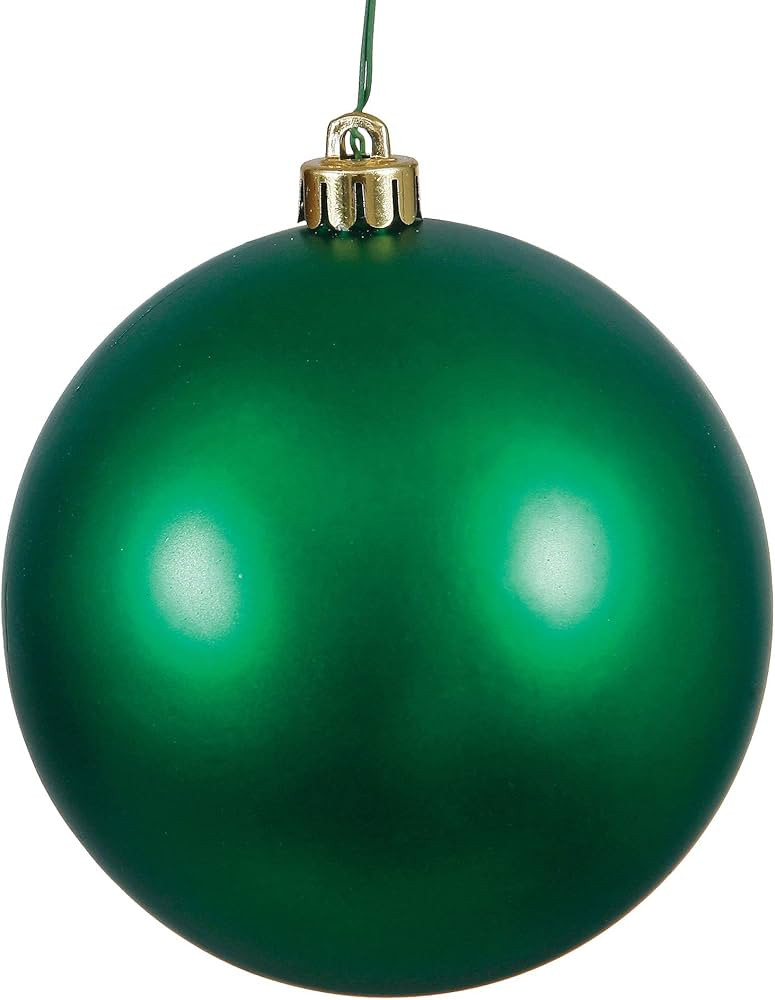 Vickerman 6" Emerald Matte Ball Ornament - Shatterproof UV Resistant Plastic - Drilled Cap with F... | Amazon (US)
