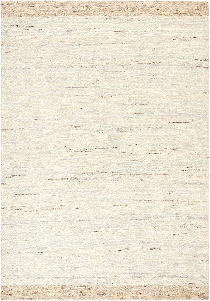 TOWN & COUNTRY TERRA Montana Textured Border Handcrafted 100% Wool Area Rug, Ivory/Beige, 6'x9' | Amazon (US)
