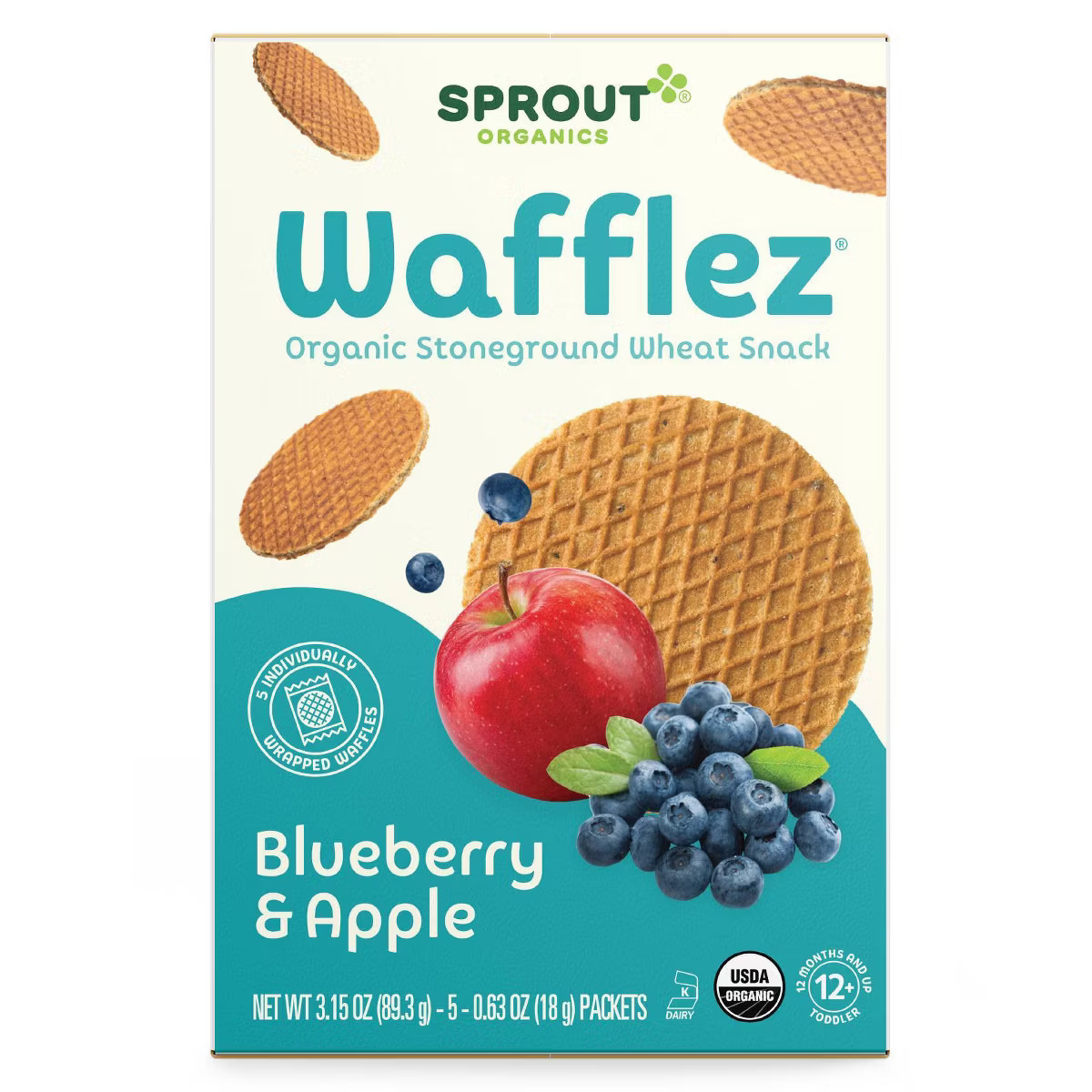 Sprout Foods Organic Blueberry Apple Wafflez Toddler Snacks - 3.15oz | Target