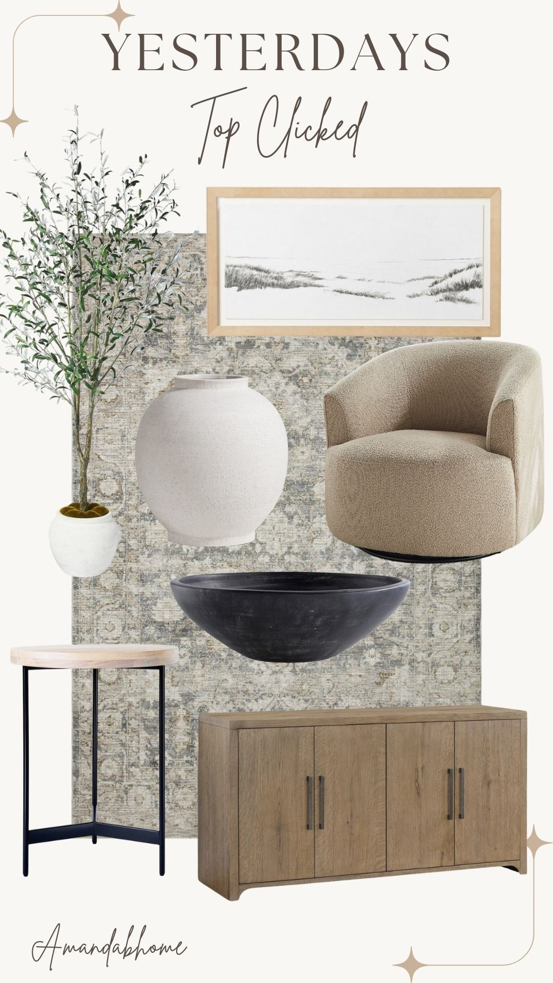 Home decor faves! 

Area rug, swivel chair, sideboard, buffet, olive tree


#LTKHome
