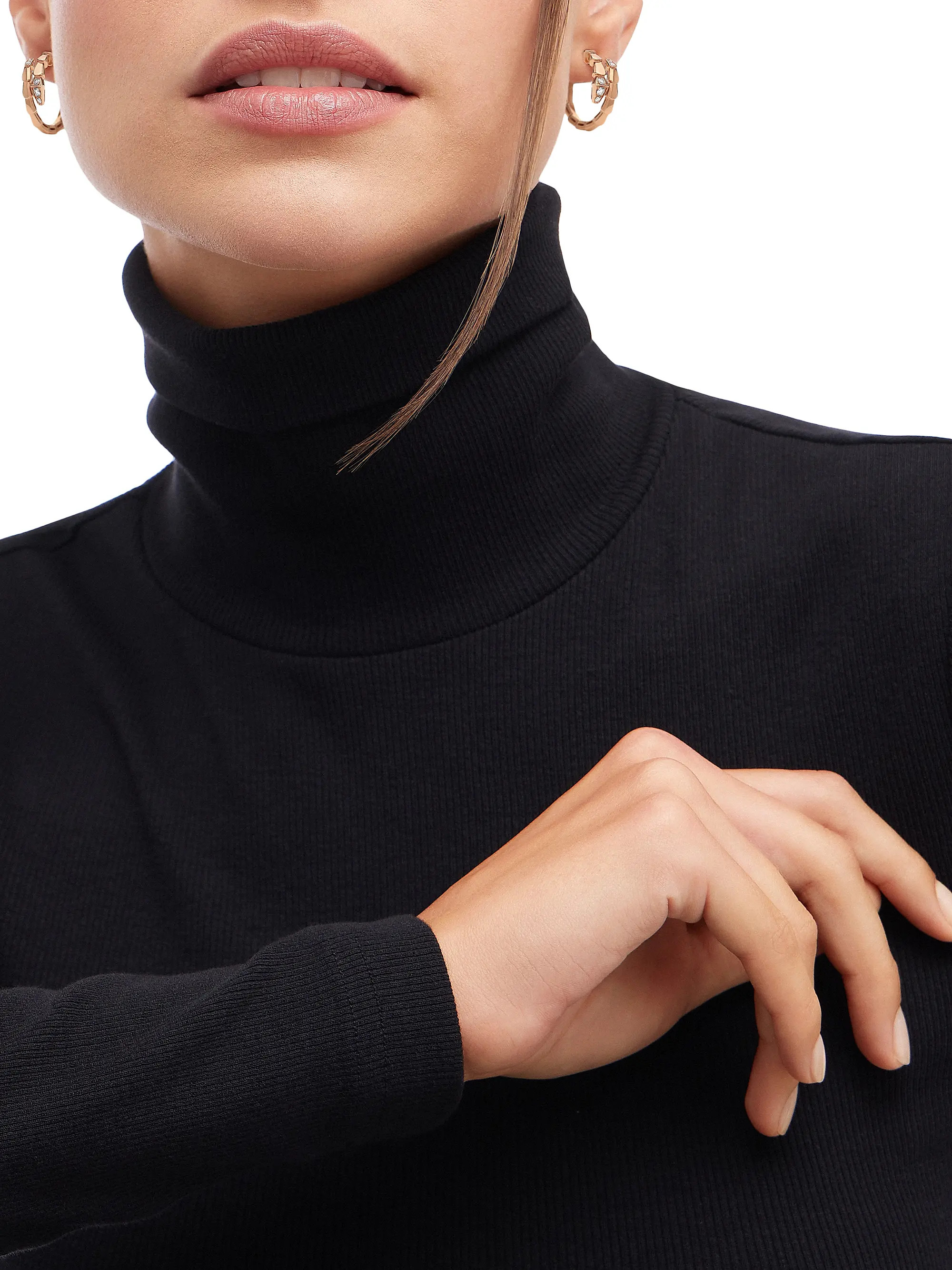 Serpenti Viper 18K Rose Gold & 0.18 TCW Diamond Hoop Earrings | Saks Fifth Avenue