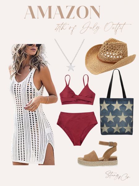 4th of July outfit inspiration from Amazon. 

Crochet cover up - beach look - resort wear - ootd - straw hat - cowboy hat - red bikini - espadrille - beach bag - star necklace 

Follow my shop @stangandco on the @shop.LTK app to shop this post and get my exclusive app-only content!

#liketkit #

#LTKitbag #LTKshoecrush #LTKswim #LTKstyletip #LTKunder50