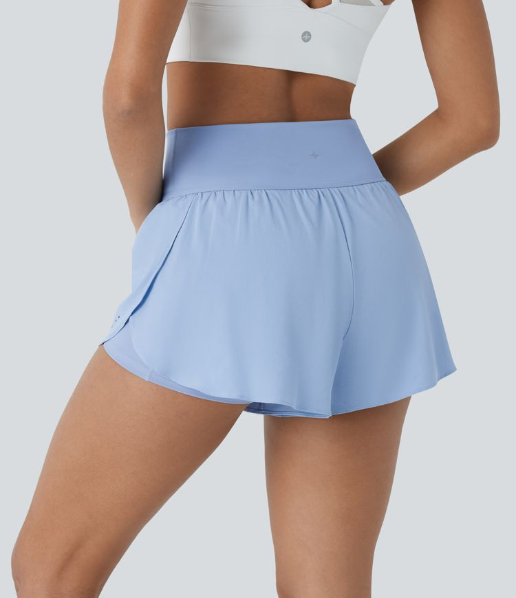 Women’s SoftlyZero™ QuickDry High Waisted Tummy Control Reflective Dots Crossover Hem 2-in-1 ... | HALARA