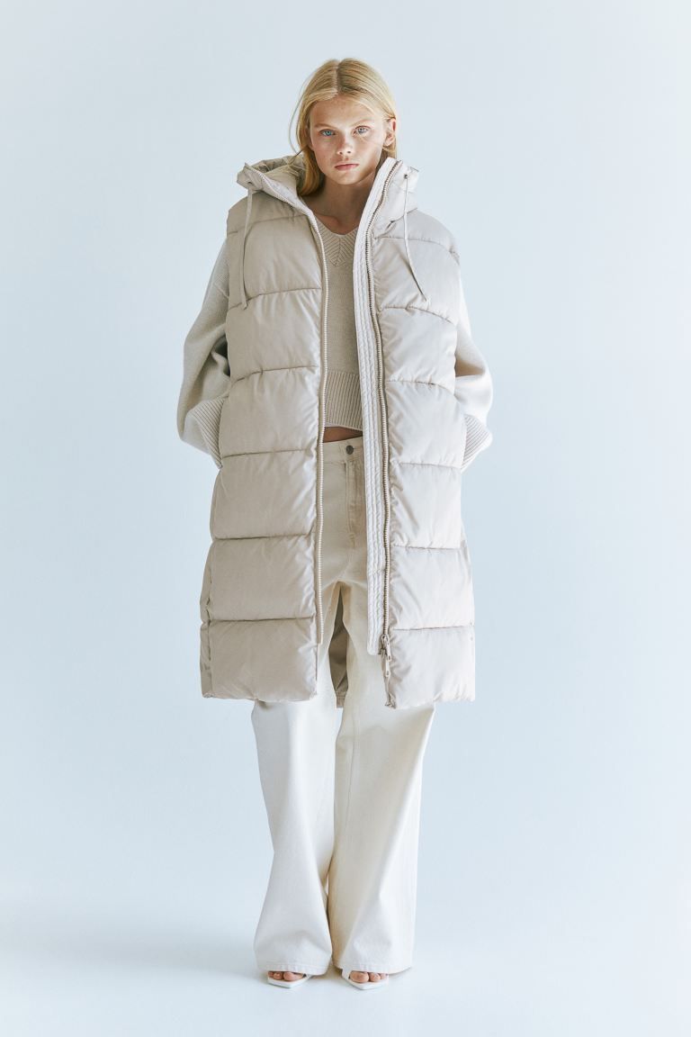 Hooded Puffer Vest - Light beige - Ladies | H&M US | H&M (US + CA)