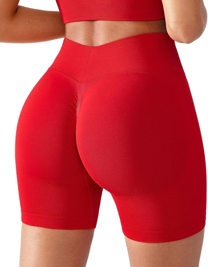 Seamless Impact Compression Scrunch Butt Lifting Shorts for Women V Back 5" Inseam High Waist Wor... | Amazon (US)