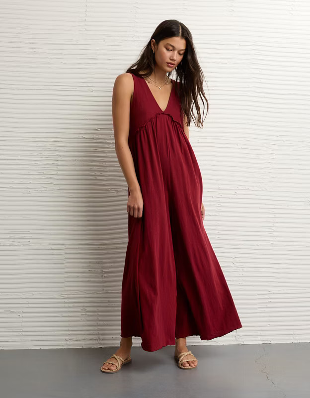 AE Sunchaser Knit V-Neck Jumpsuit | American Eagle Outfitters (US & CA)