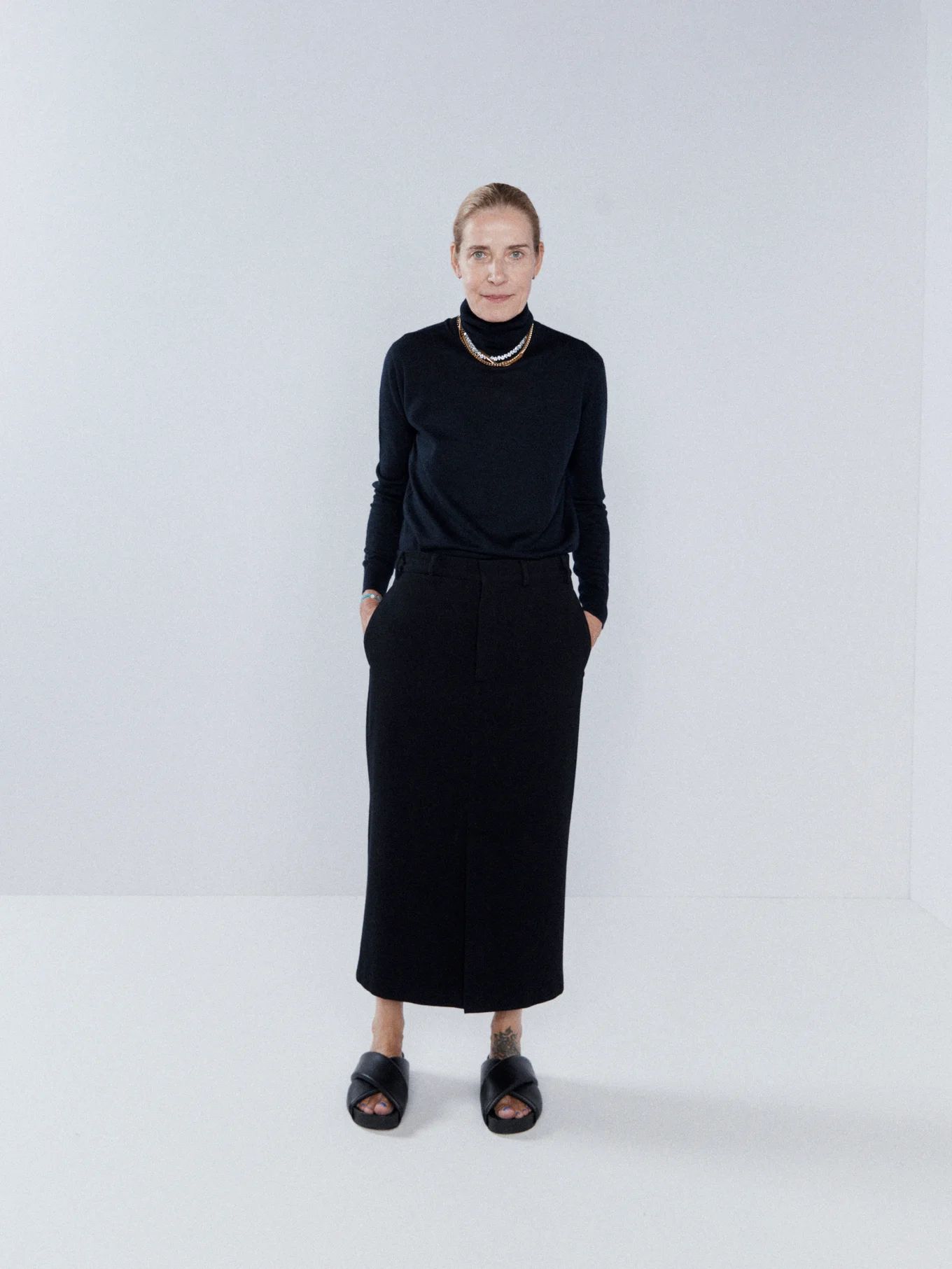 Uniform wool-blend front split skirt | Matches (UK)
