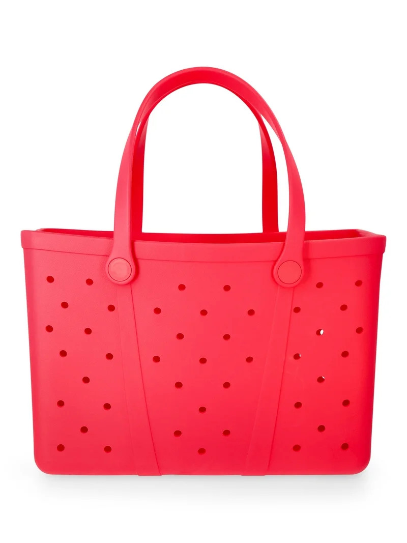 Time and Tru Women's Waterproof EVA Beach Tote Bag, Red | Walmart (US)