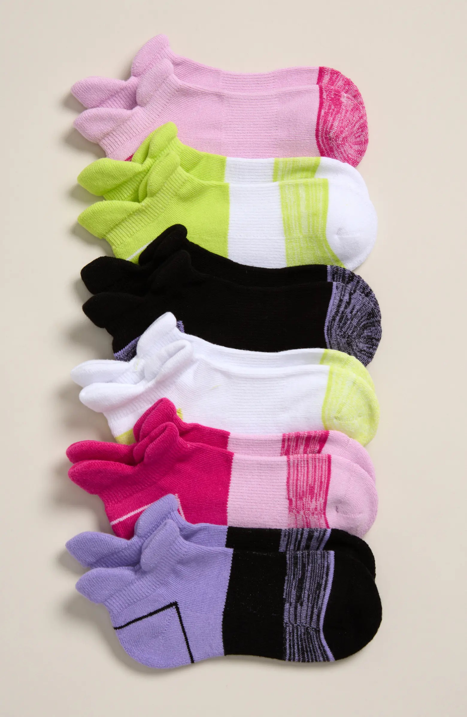 Zella Girl Kids' Assorted 6-Pack Double Tab Ankle Socks | Nordstrom | Nordstrom