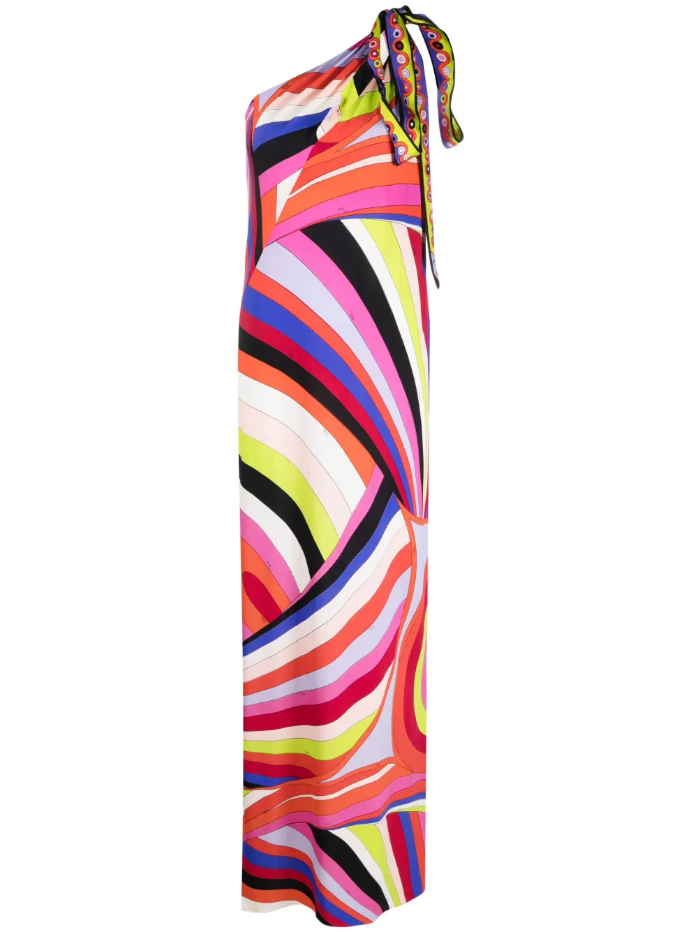 PUCCI Iride-print one-shoulder Maxi Dress - Farfetch | Farfetch Global
