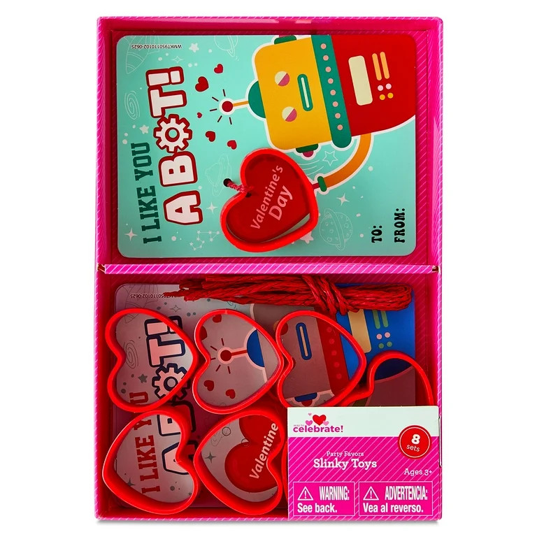 Heart-Shaped Slinky Party Favors, Red, 8 Count, Valentine's Day by Way To Celebrate | Walmart (US)