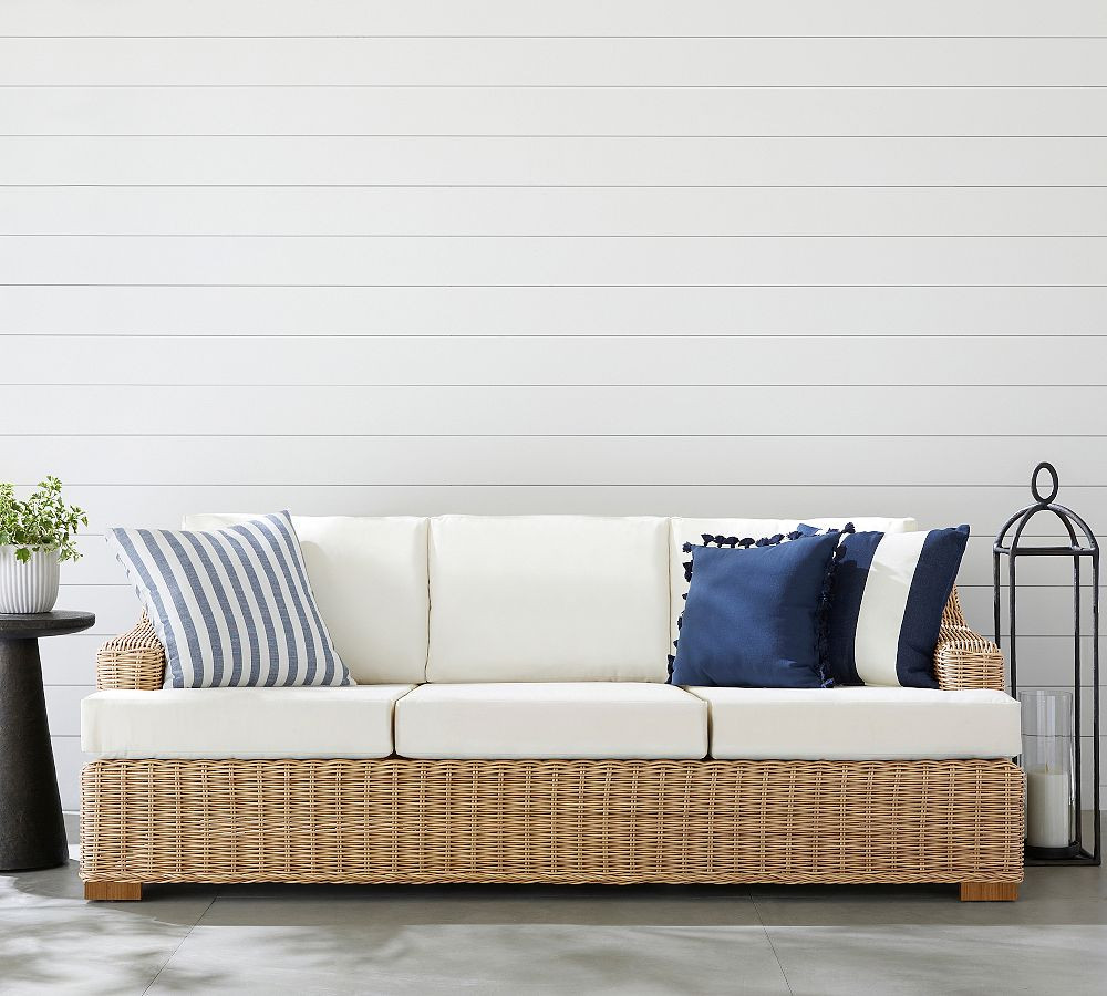 Huntington Wicker Slope Arm Outdoor Sofa (84") | Pottery Barn (US)