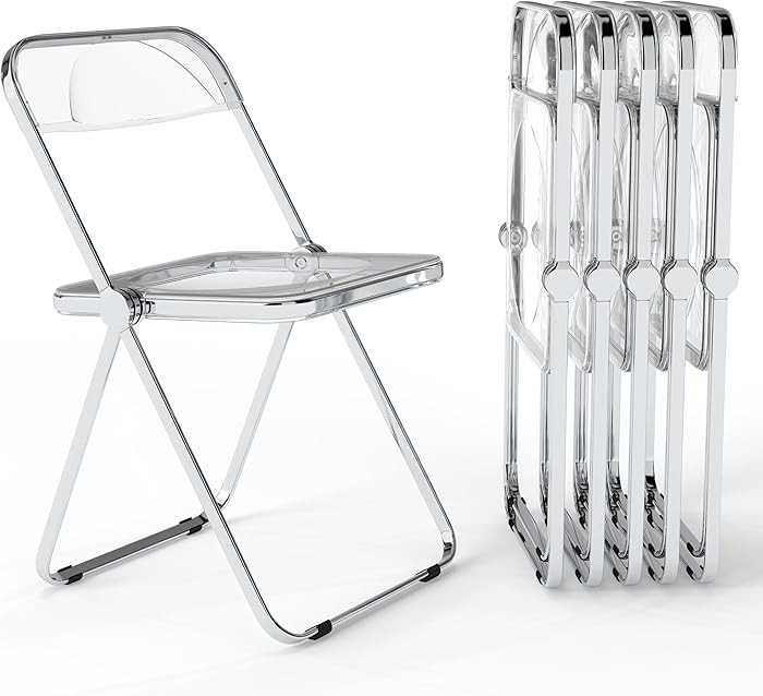 Real Relax Acrylic Folding Chairs,Foldable & Stackable Clear Chairs with Metal Chrome Frame, Indo... | Amazon (US)