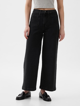 High Rise Stride Wide-Leg Ankle Jeans | Gap (CA)