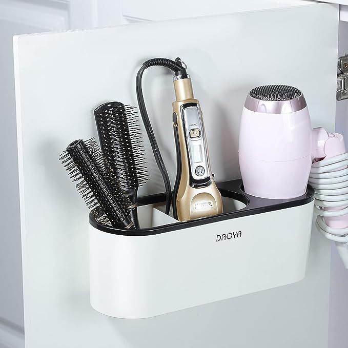 DAOYA Hair Dryer Holder - White Tool Organizer Blow Cabinet Door, Bathroom Curling Iron for Strai... | Amazon (US)