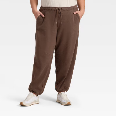 Women's Mid-Rise Barrel Leg Sweatpants - Universal Thread™ Brown 1X | Target