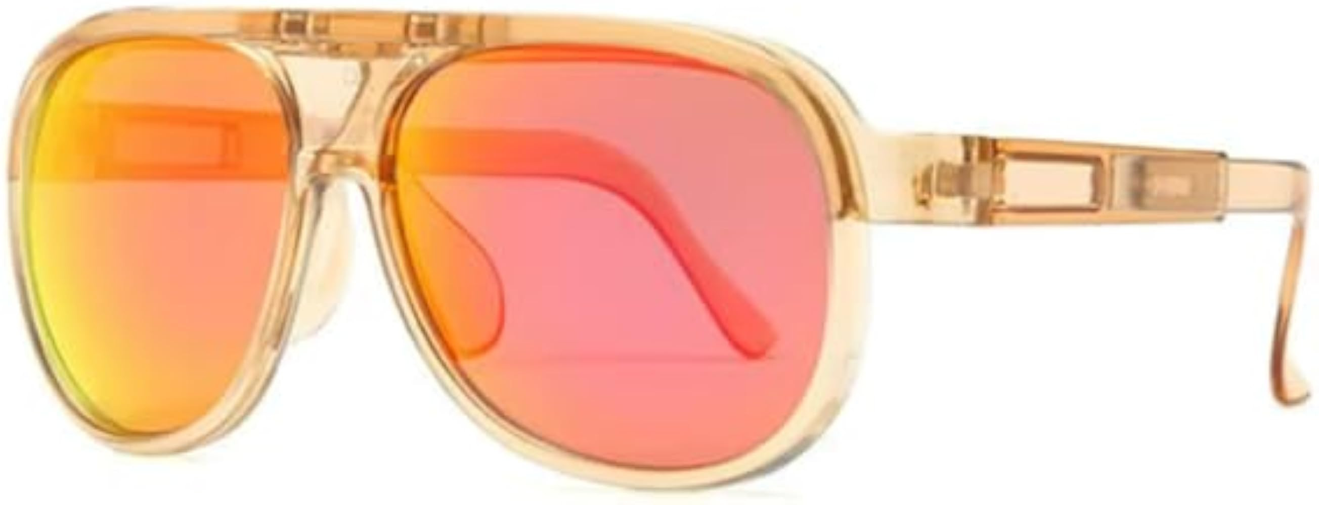 Retro Flip Up Aviator Sunglasses for Women Men, Sports Lightweight Trendy Mirror Shades | Amazon (US)