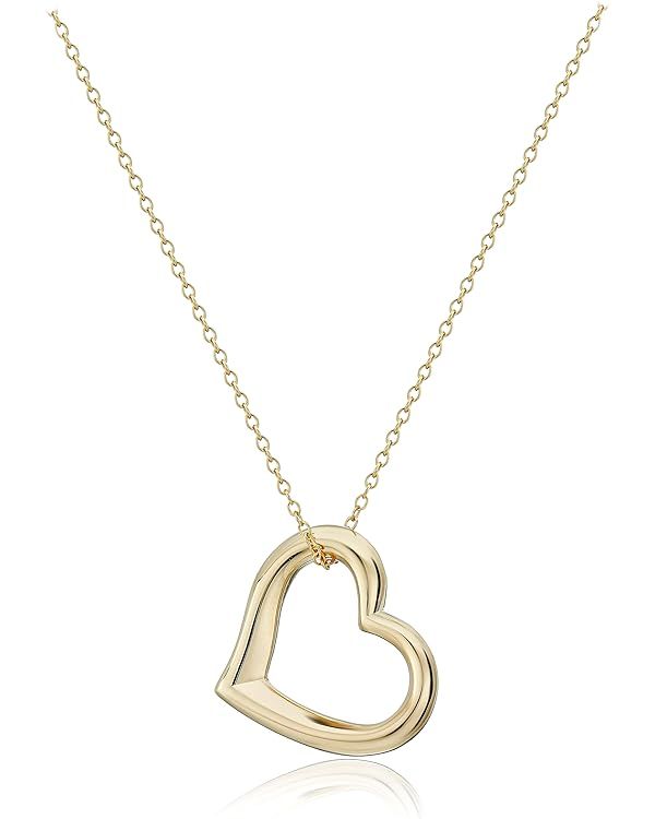 Amazon Essentials women 18k Yellow Gold Plated Sterling Silver Open Heart Pendant Necklace, 18" (... | Amazon (US)