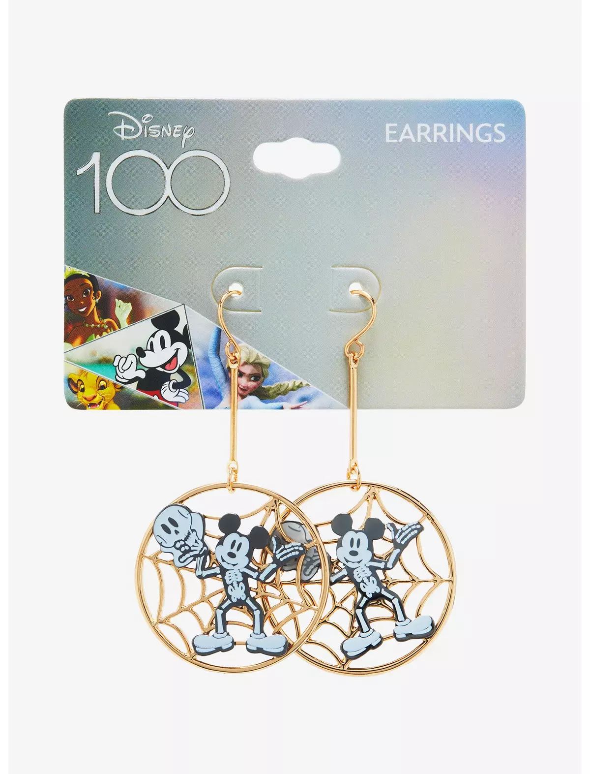 Disney100 Mickey Mouse Skeleton Web Drop Earrings | Hot Topic | Hot Topic