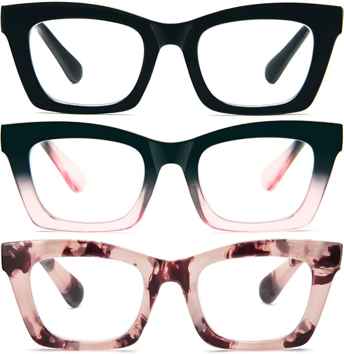 REAVEE Oprah Style Reading Glasses for Women, Blue Light Blocking Cute Oversized Square Computer ... | Amazon (US)