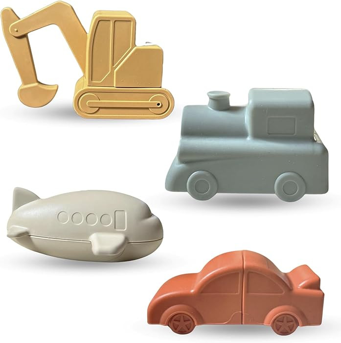 Vehicle Bath Set, Non Toxic Aesthetic Toys for Baby and Toddler, Includes a Car, Plane, Excavator... | Amazon (US)