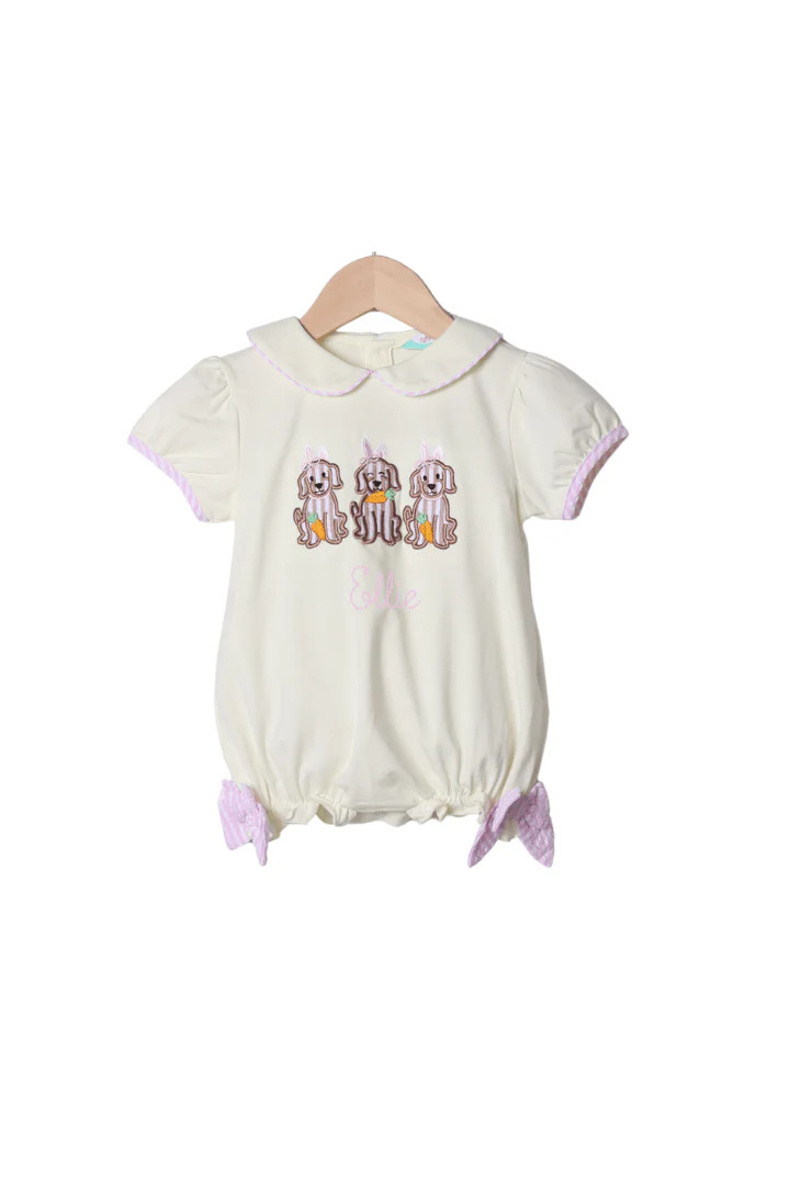 Applique Easter Puppy Yellow Knit Bubble | The Smocked Flamingo