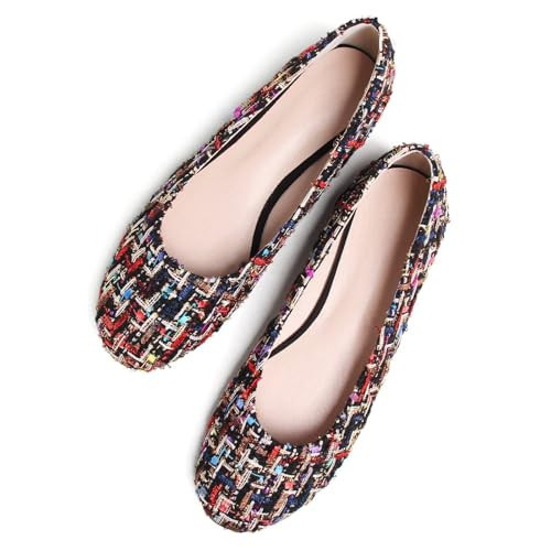 Stunner Women Casual Flats Classic Cute Slip On Ballet Shoes Comfortable Pointed Toe Flats Black 40(8) | Amazon (US)