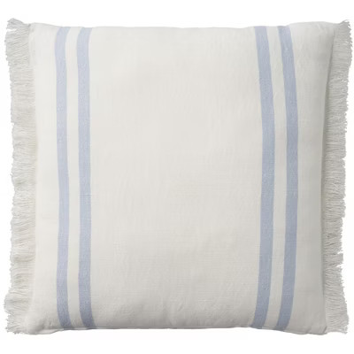 Mina Victory Lifestyle Cotton Linen Stripes Indoor Throw Pillow Ocean 20" x 20" | Target
