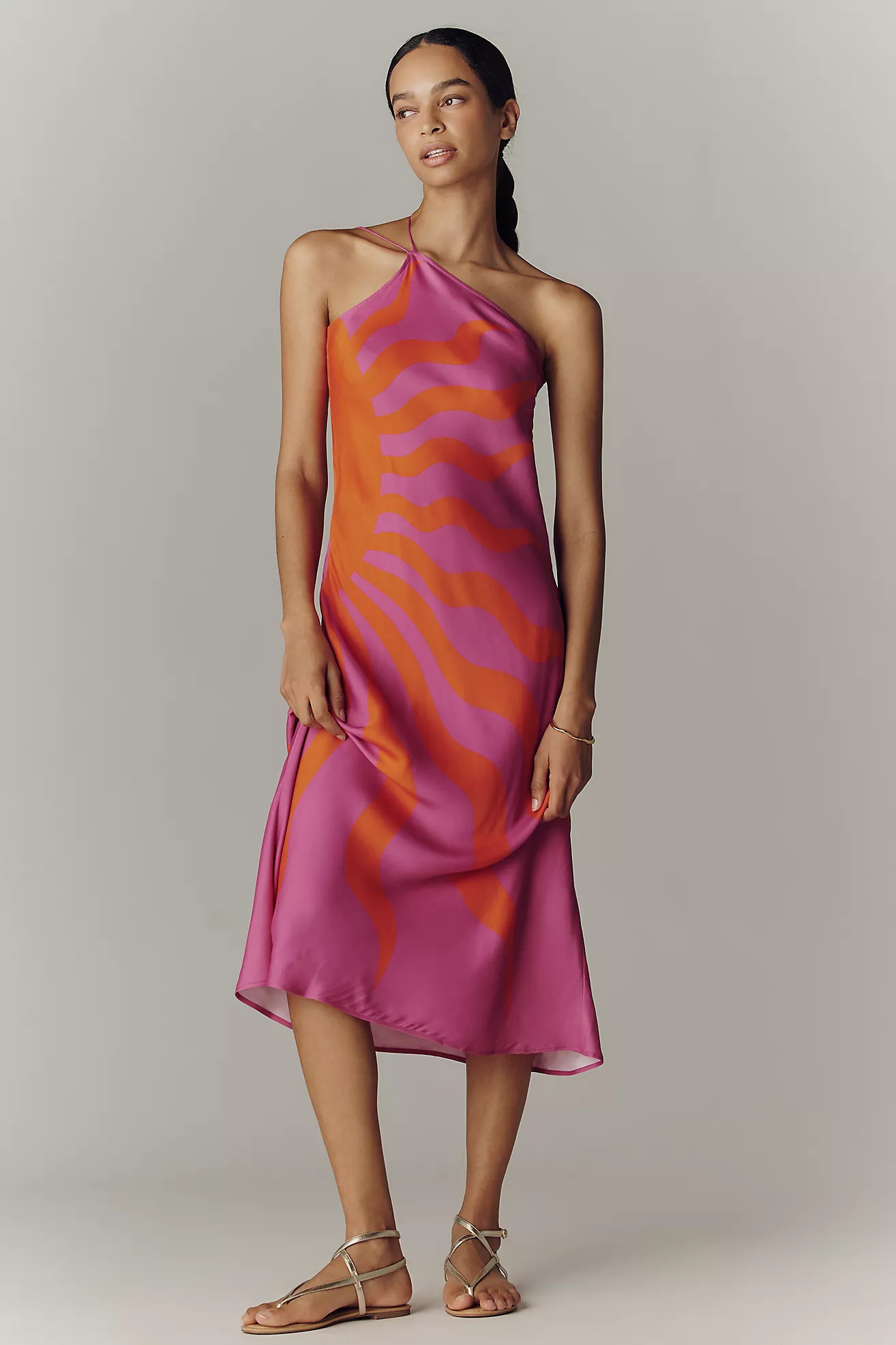 Farm Rio x Anthropologie One-Shoulder Midi Slip Dress | Anthropologie (US)