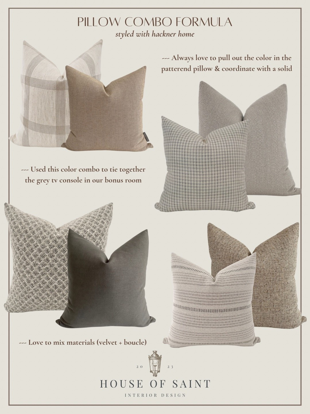✨ Pillow Styling Made Easy ✨ Struggling to mix and match throw pillows? I’ve got you covered with my go-to combo formula featuring textures, tones, and patterns that actually work together. From velvet + boucle to color-pulling solids, these pairings elevate any space—especially if you’re tying in furniture finishes like a grey console. Tap to shop my exact picks + recreate this look in your own home 🛋️ #LTKhome #interiordesign #pillowlove #homestyling #hacknerhome 

 #LTKHome