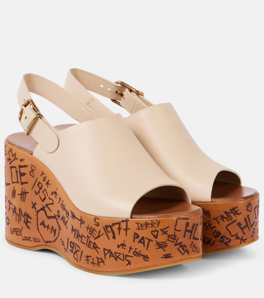 ChloÃ© Maxime debossed leather wedges | Mytheresa (US/CA)