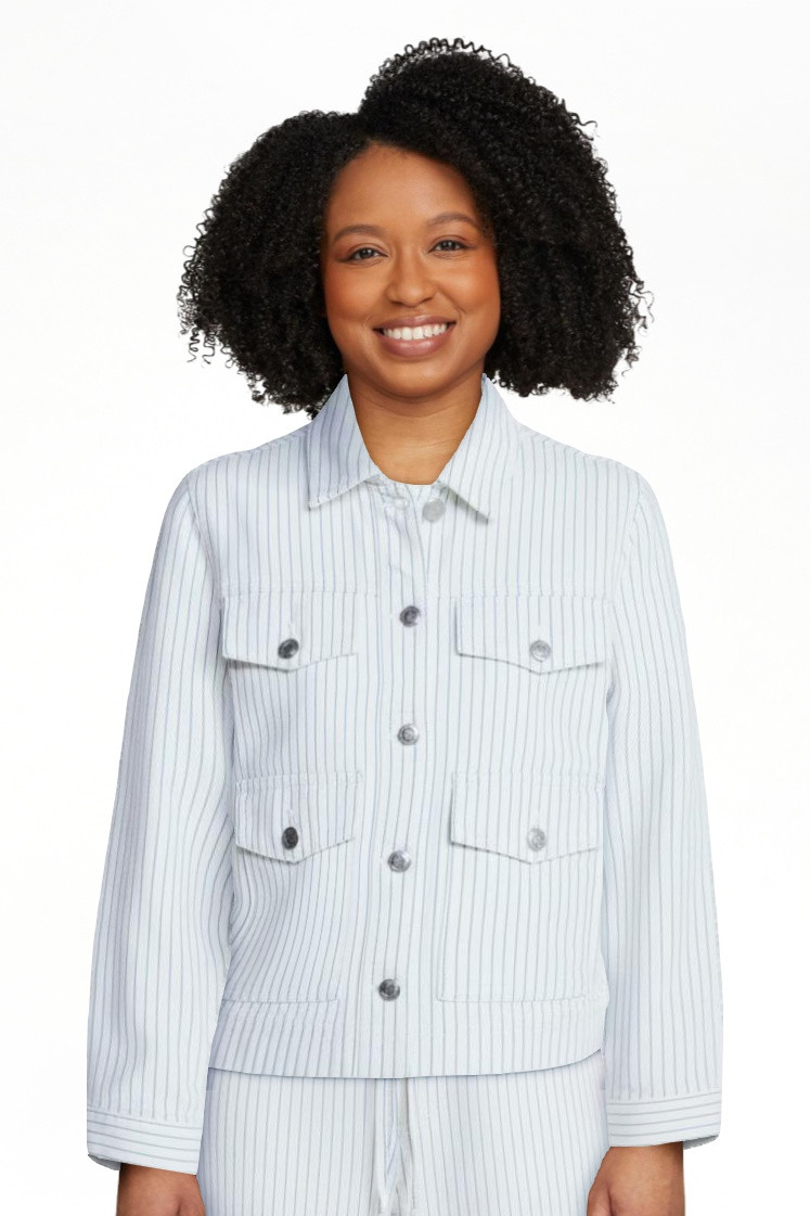 Free Assembly Women's Striped Denim Jacket, Sizes XS-XXL | Walmart (US)