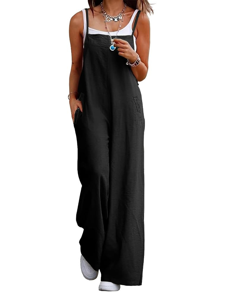 YESNO Women's Summer Boho Casual Jumpsuits Wide Leg Overalls Floral Print Baggy Rompers with Pock... | Amazon (US)