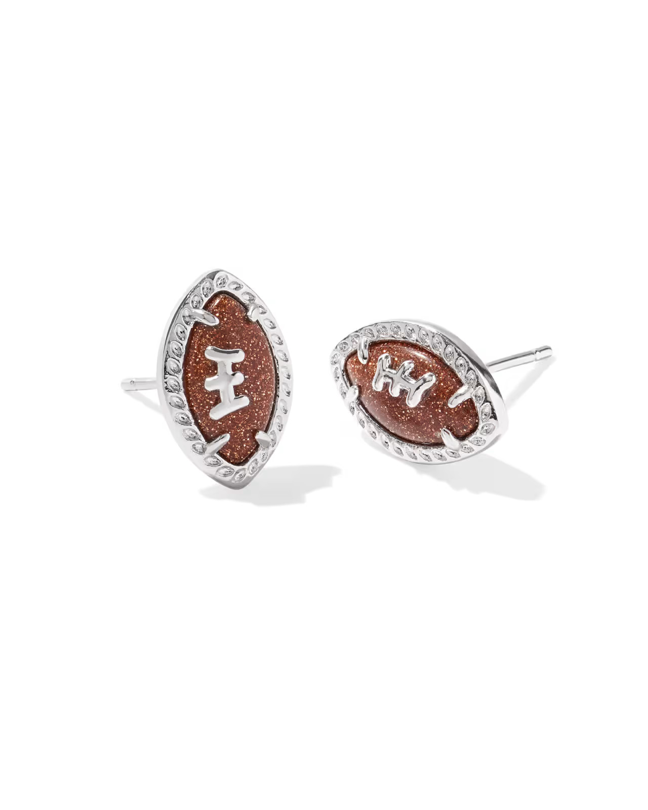 Football Silver Stud Earrings in Orange Goldstone | Kendra Scott