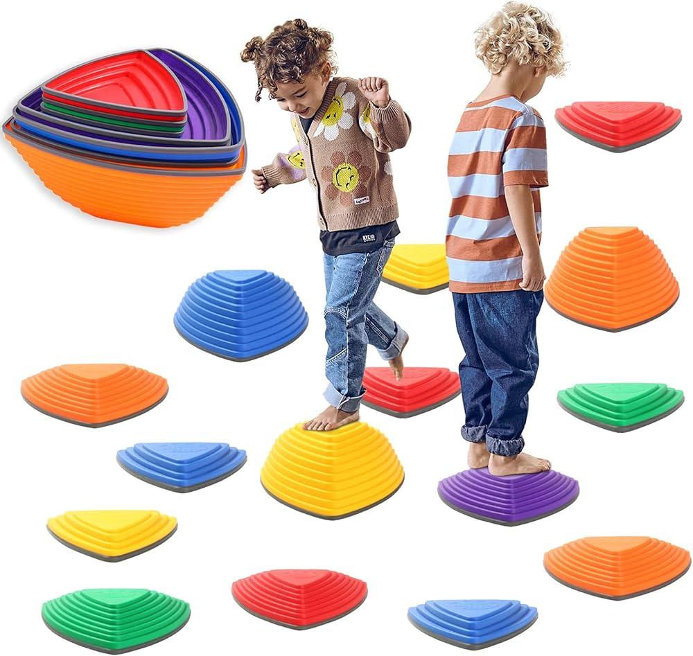 15 Pcs Balance Jumping Stepping Stones for kids,Indoor or Outdoor Play Toddler Obstacle Course Pr... | Amazon (US)