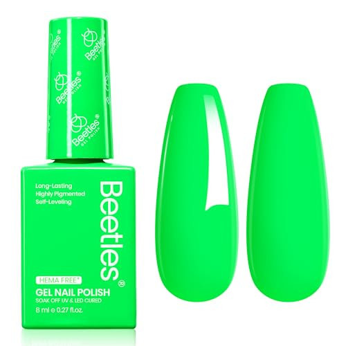 Beetles Neon Green Gel Nail Polish – Green Hema Free UV LED Soak Off Gel Polish Long-Lasting Colorful Bottle Nail Art Manicure Salon DIY | Amazon (US)