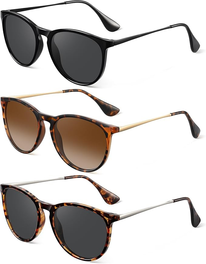 Amazon.com: Vcarsian Polarized Sunglasses for Women - Vintage Round Sun Glasses Classic Retro Tre... | Amazon (US)