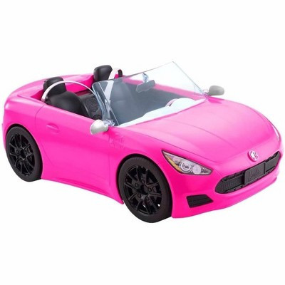 Barbie Toy Car, Bright Pink 2-Seater Convertible with Seatbelts and Rolling Wheels, Realistic Details | Target