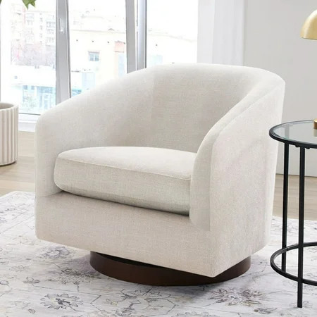Better Homes & Gardens Bradford Wooden Base Modern Swivel Accent Chair, Linen | Walmart (US)