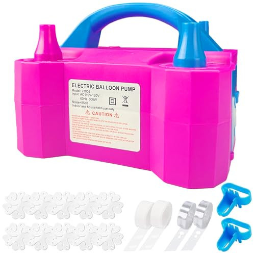 SINBEE Balloon Pump, Balloon Pump Electric, Electric Portable Dual Nozzle Helium Balloon Pump, Helium Tank for Balloons at Home for Party Decoration [110V~120V, 600W, Rose Red] | Amazon (US)