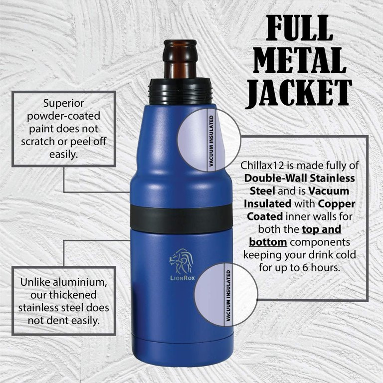 LionRox Chillax12 Beer Bottle and Can Insulator , Fully Vacuum Insulated Double Walled Stainless ... | Walmart (US)