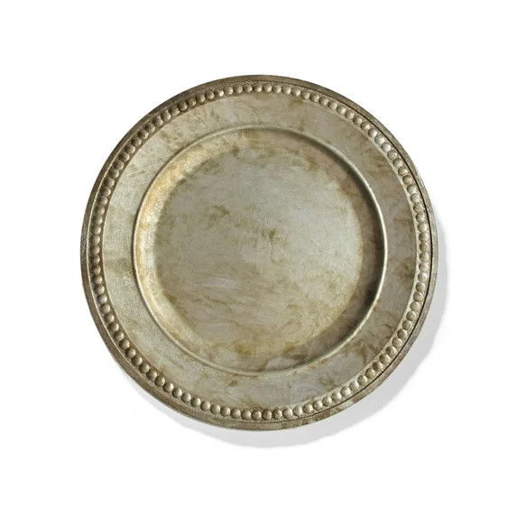 American Atelier, Round, Polypropylene Decorative Beaded Silver Charger Plates, Set of 4, 14" | Walmart (US)