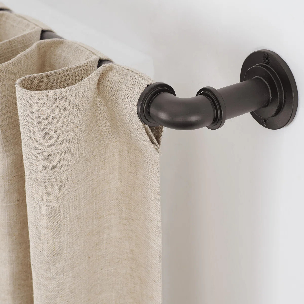 Mode Industrial Room Darkening Collection 1 1/8 in Diameter Curtain Rod Set with Steel Wall Mount... | Wayfair North America