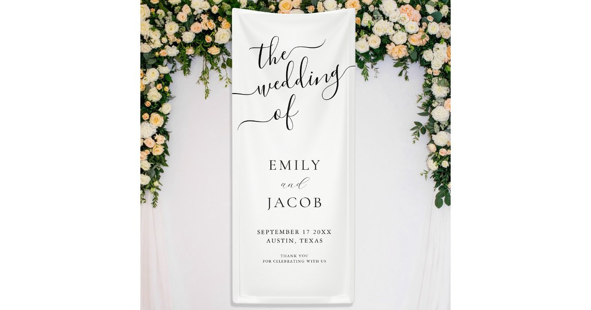 Minimalist Elegant Calligraphy Wedding Welcome Banner | Zazzle | Zazzle
