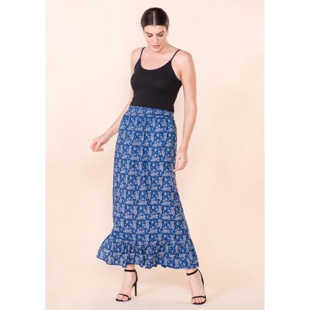 Shop LC TAMSY Women Blue Printed Staple Ankle Length Skirt Size Gifts | Walmart (US)